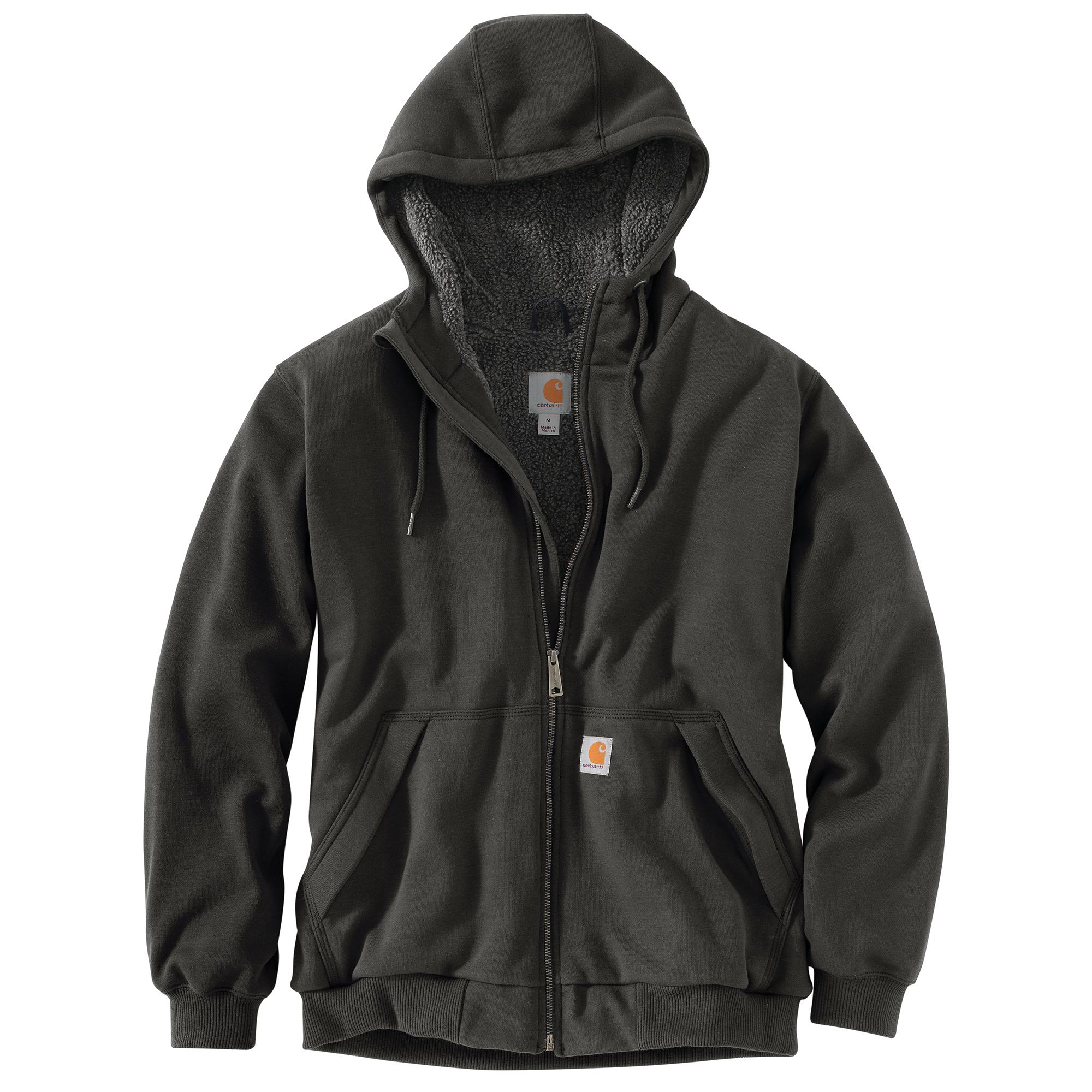 RAIN DEFENDER® RELAXED FIT MIDWEIGHT SHERPA-LINED FULL-ZIP SWEATSHIRT: PEAT