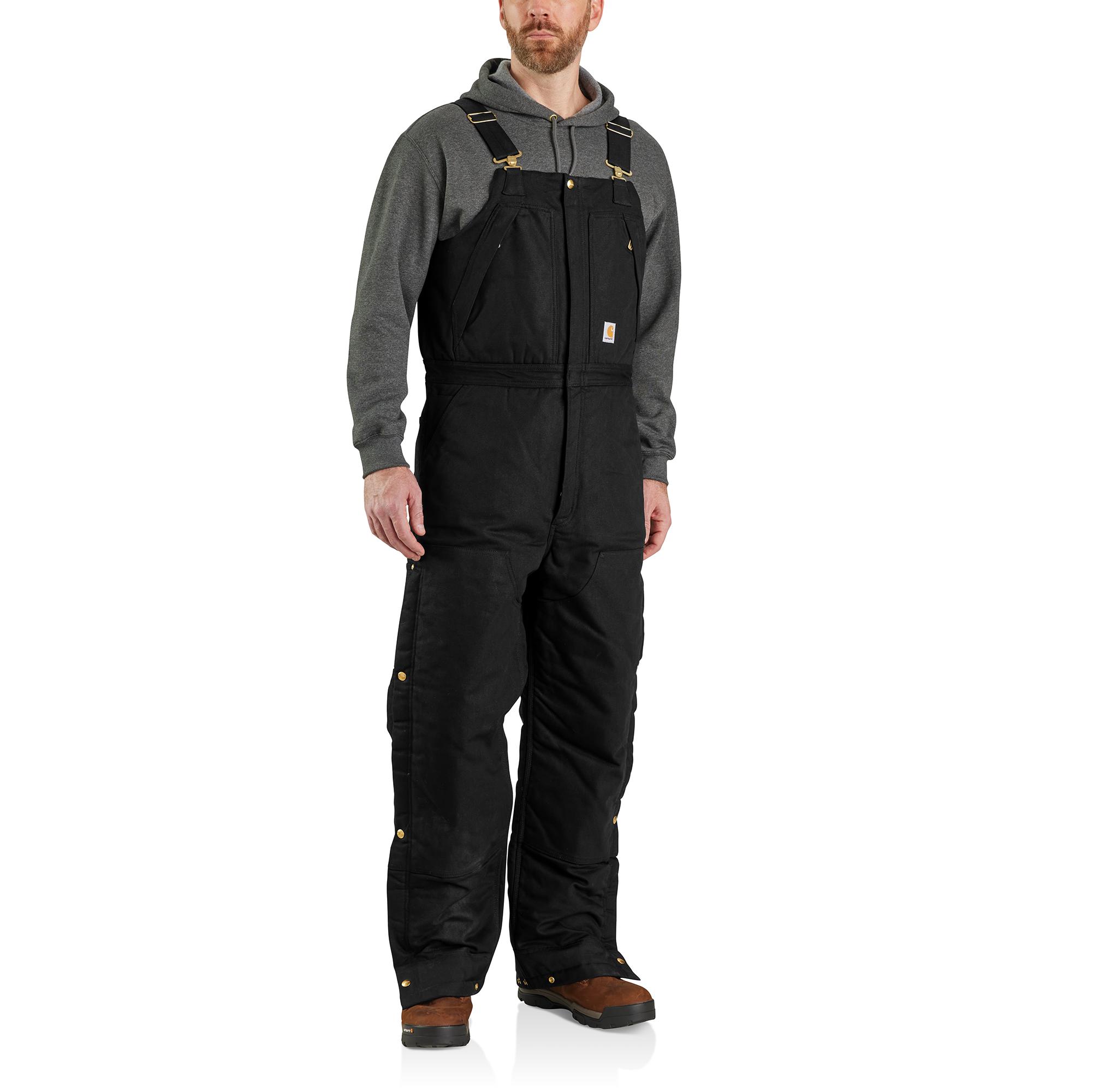 Carhartt Loose Fit Firm Duck Insulated Bib Overalls: BLACK