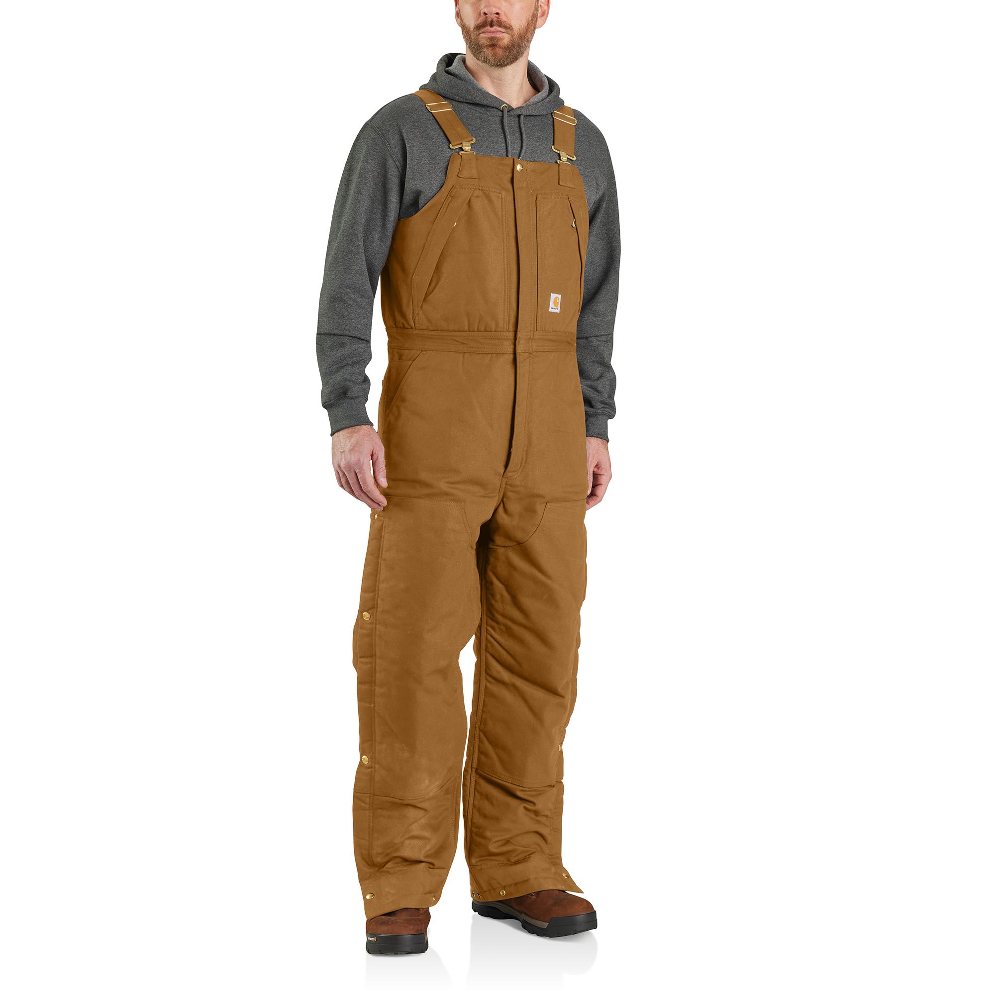 Carhartt Loose Fit Firm Duck Insulated Bib Overalls: CARHARTTBROWN