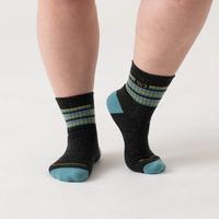 WOMEN’S MULTI STRIPE CUSHIONED MICRO CREW SOCKS: 3013Charcoal