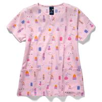 Notch Neck Short Sleeve Top: NCCMICECREAM