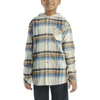 Long-Sleeve Flannel Button-Front Hooded Shirt: 274/MALT