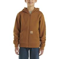 Boys' Long-Sleeve Full-Zip Logo Sweatshirt: 210CBROWN