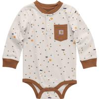  Long Sleeve Printed Henley Bodysuit: MALT