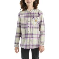  Long Sleeve Flannel Button-Front Hooded Shirt: 503/MAJESTY