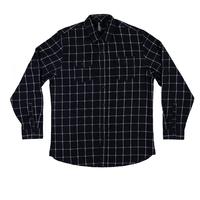 Burnside Men's Modern Plaid Flannel Shirt: NavyWhite