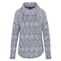 North River Women's Jacquard French Terry Cowl Neck Sweater: INDIGO