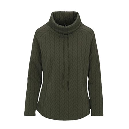 North River Women's Jacquard Quilted Cowl Neck Long Sleeve Pullover