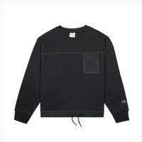 Fleece Drawstring Sweatshirt: BLACK