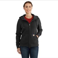 WOMEN'S RELAXED FIT MIDWEIGHT FULL-ZIP SWEATSHIRT: BLACK