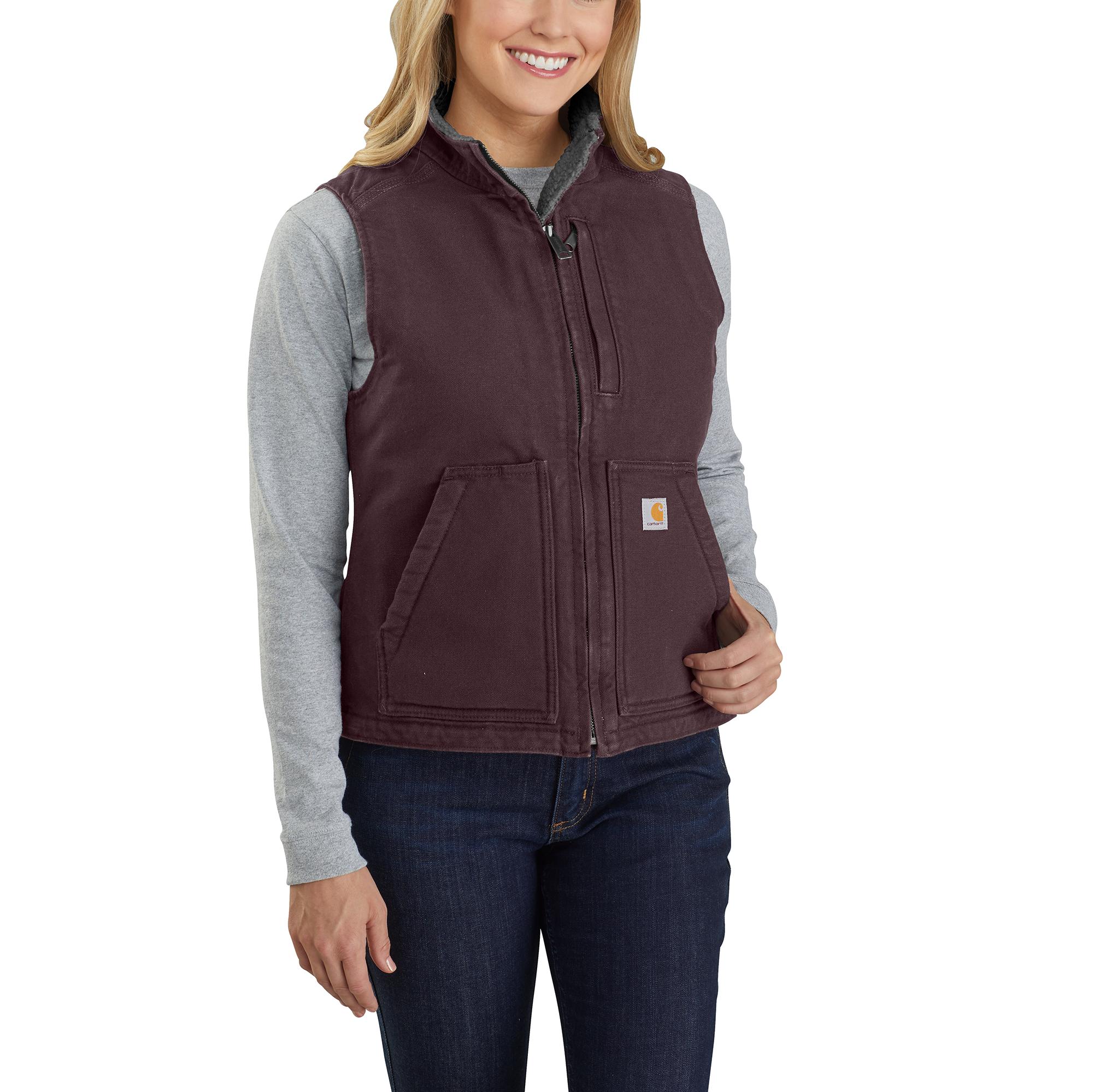 Women's Carhartt Sherpa Lined Vest in Washed Duck