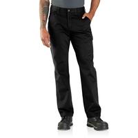 RELAXED FIT TWILL UTILITY WORK PANT: BLACK