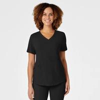 RENEW Women's V-Neck Scrub Top: BLACK