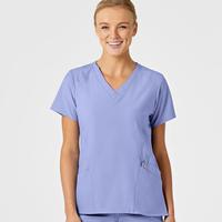 W123 Women's Stylized V-Neck Scrub Top: CEILBLUE