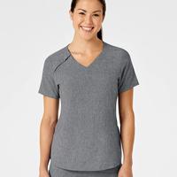 RENEW Women's Zip Accent Scrub Top: GREYHEATHER