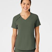 RENEW Women's Zip Accent Scrub Top: OLIVE