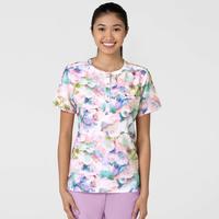 Fashion Prints Women's Round Neck Tuck-In Top: MARBLEBLOSSOM